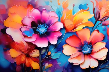 Floral background, bright colorful flowers, nature, floral design