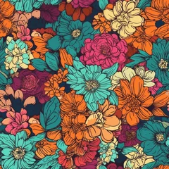 Foto op Canvas Pattern tile texture flowers © Femke