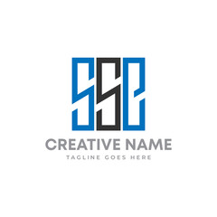 Creative Line art  Letter SSC logo design