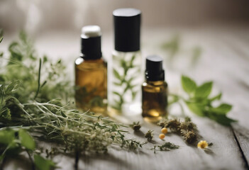 Natural Cosmetics concept Organic product and wild herbs