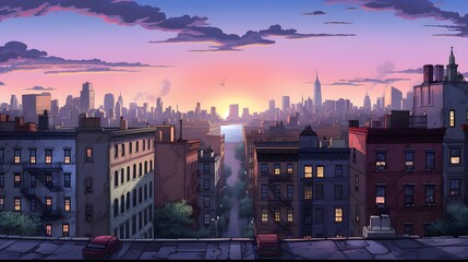 Fototapeta premium Urban life representation with the composition of cityscape and skies.