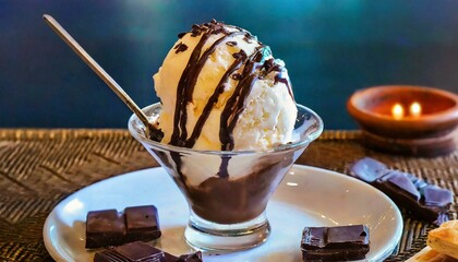 chocolate ice cream on table 