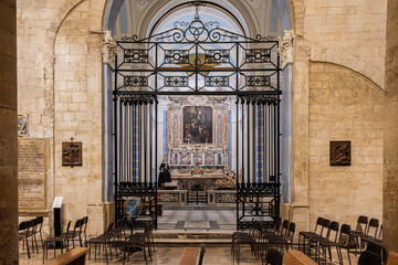 interior of the Saint Mary the Veteran Church (Santa Maria la Veterana), XI century, in the...