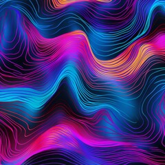 a seamless pattern of colorful waves on a dark background
