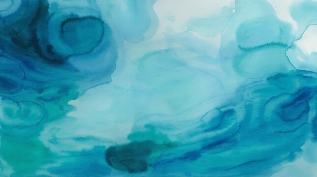 Charming turquoise swirls merge in an ethereal watercolor artwork © Fred
