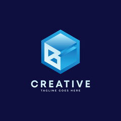 Obraz premium abstract Letter B hexagon shape logo design for digital platform