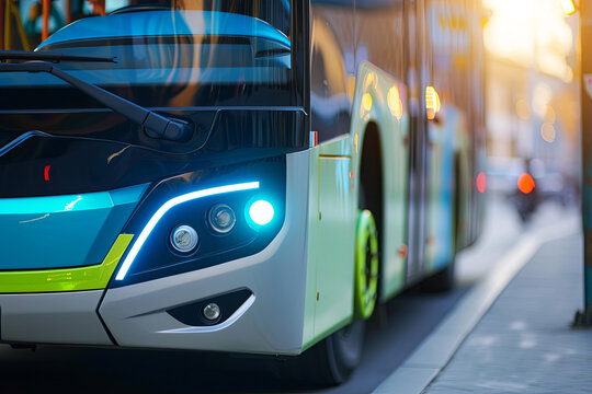 Electric bus. hybrid bus. Clean energy concept of e-bus