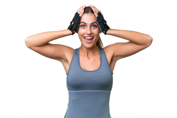 pretty Sport Uruguayan woman over isolated background with surprise expression