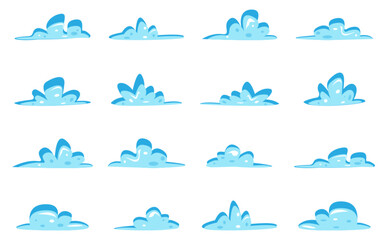Set different shape of blue clouds vector cartoon
