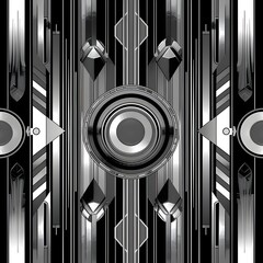 Tile Design: Art Deco Geometric Patterns with Sleek Lines, Square Background, Hand Edited Generative AI
