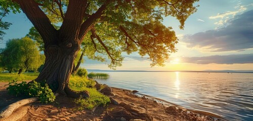 sunset over the river