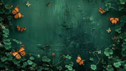 butterfly on the blue wall - obrazy, fototapety, plakaty