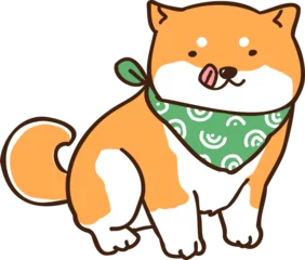 Foto op geborsteld aluminium Aap Cute Cartoon Shiba Inu Dog Character