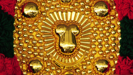 Closeup of traditional Indian decorative item displayed for sale