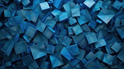 pattern of rectangles and triangles, 3d, dark and bright blue colors, top view - obrazy, fototapety, plakaty