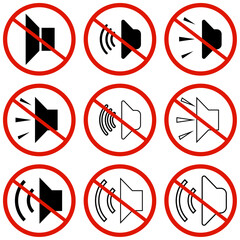 No audio allowed sign, no sound icon