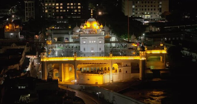 An aerial view of Gurudwara Anandpur Sahib at&aring; night