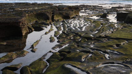 Erosion patterns in bedrock on shore in Canary islands, Spain