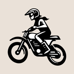 Vintage Illustration Woman Riding Dirt Bike