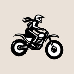 Retro Illustration of Woman Riding Dirt Bike