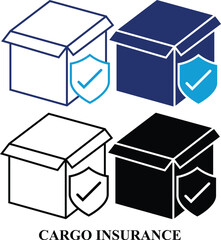 Cargo insurance colorful and black & white icon set. Editable Set of Insurance and Assurance web icons in line & fill style. High quality business icon set of Insurance