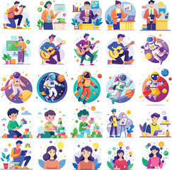 set of flat design, minimalist flat design, vector art, illustration, pack of flat design