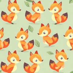 Obraz na płótnie Canvas Fox baby tile texture cartoon cute soft pastel