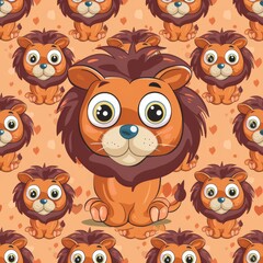 Fototapeta premium Lion cute Baby tile texture cartoon cute soft pastel