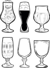 Beer glass line drawing illustration set. - 745109791