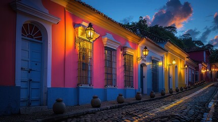 Photo of a street in a historic Latin American neighbourhood - AI Generated Digital Art