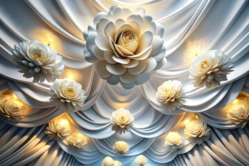 3d printable ceiling interior design, Stylish and unique Silk 3D ceiling wallpaper design, Background with luxury flowers