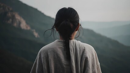 person in the mountains