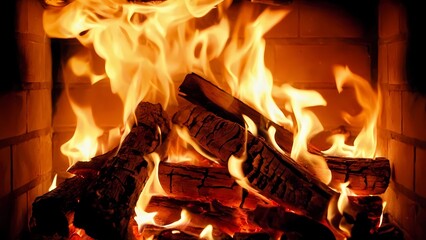 fire in fireplace