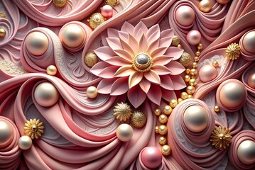 3d printable ceiling interior design, Stylish and unique 3D ceiling wallpaper design, Background with luxury gold ornaments, jewellery flowers, abstract fractal background with flowers