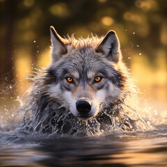 A Gray Wolf Portrait captures the essence of this severe yet beautiful animal, embodies both grace and danger. Generative AI.