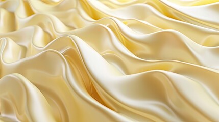 Waves made of butter, like ocean waves, three-dimensional side view, rendering, c4d, bleader, high-end background, cream color, soft yellow, freeze frame, cheese - obrazy, fototapety, plakaty
