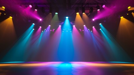 stage lighting effect in the dark, 3d rendering, toned image