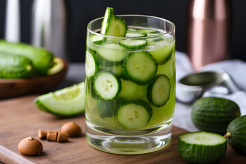 cucumber juice in a glass cup