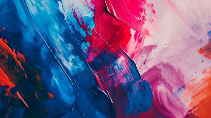Abstract background of blue, yellow and red paint splashes on white paper - obrazy, fototapety, plakaty