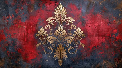 Regal Baroque Floral Wallpaper Design - obrazy, fototapety, plakaty