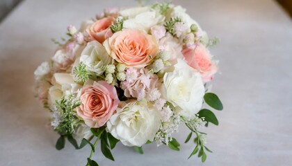 Close-up of beautiful wedding bouquet. Bridal flowers.