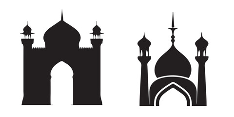 Set Muslim Mosque icon, Islamic month of muslim. vector illustration. Flat design style