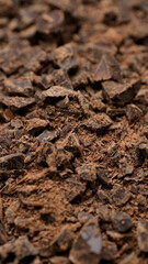 Chunks of dark chocolate close up