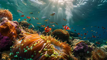 Fototapeten  a vibrant coral reef teeming with colorful life © boti1985