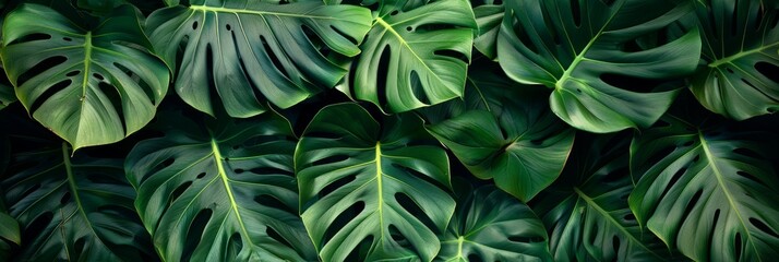 Bold Pattern of Giant Monstera Leaves Tile Generative AI