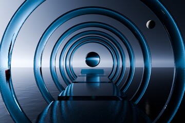 3d Render, Scifi Landscape Futuristic post apocalyptic scenario with abstract alien landscape. Glass object.