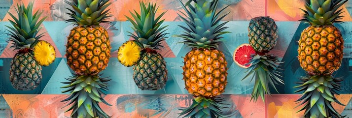 Geometric Pineapple-Inspired Tile Pattern Generative AI - obrazy, fototapety, plakaty