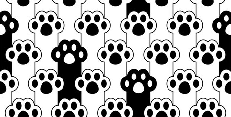 Cat paw seamless pattern. Flat style. Isolated on white background