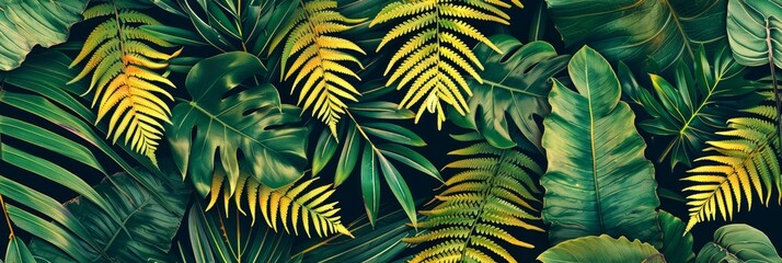 Tropical Rainforest Ferns Pattern Generative AI