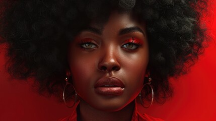 Close Up of Person American woman with afro hair ar stylish